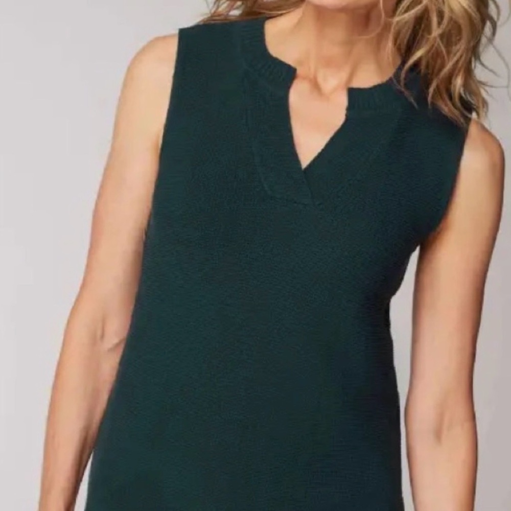 J. Jill Wearever Collection green textured sleeveless sweater Size XL Tall